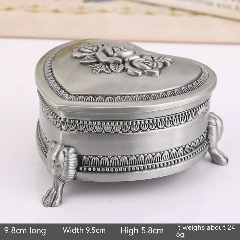 Creative European Retro Jewelry Storage Heart-shaped Rose Jewelry Box