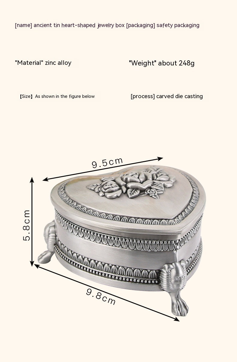 Creative European Retro Jewelry Storage Heart-shaped Rose Jewelry Box