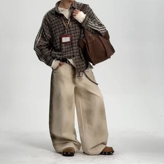 Street Floor-length Pants Loose Straight Retro