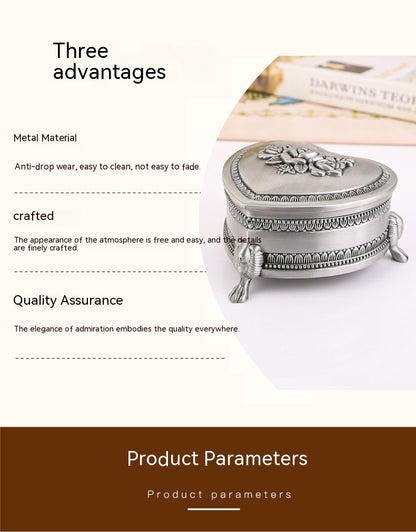 Creative European Retro Jewelry Storage Heart-shaped Rose Jewelry Box