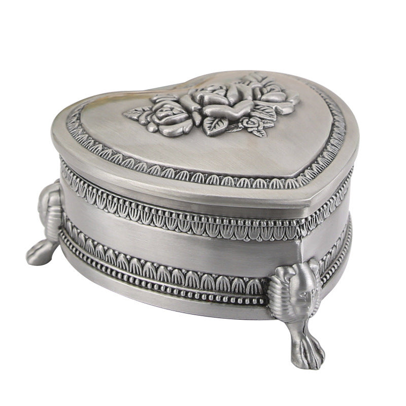 Creative European Retro Jewelry Storage Heart-shaped Rose Jewelry Box