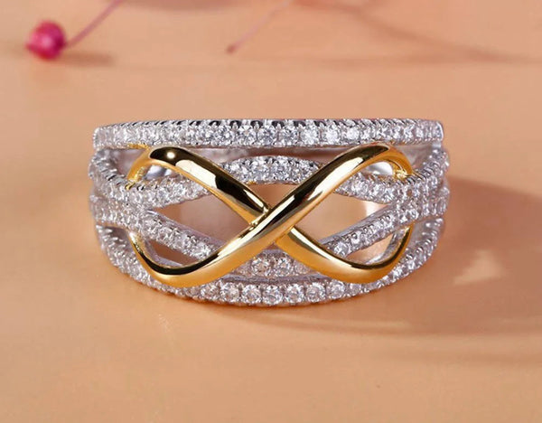 Infinity Love 925 Silver Ring – Cubic Zircon & Bowknot Design.