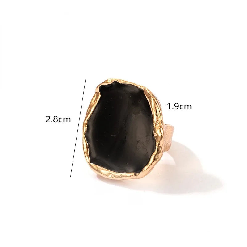 خاتم أسود عريض بتصميم بوهيمي قوطي - مجوهرات مميزة للجنسين