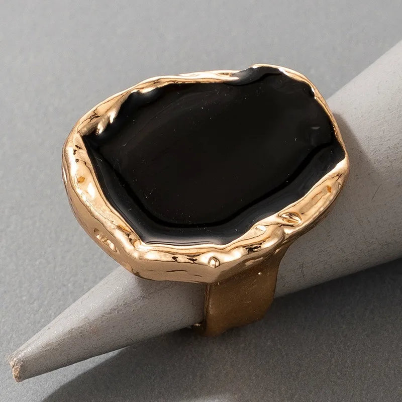 خاتم أسود عريض بتصميم بوهيمي قوطي - مجوهرات مميزة للجنسين