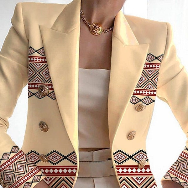 European And American Women's Clothing Fashion Printed Suit Slim Fit.