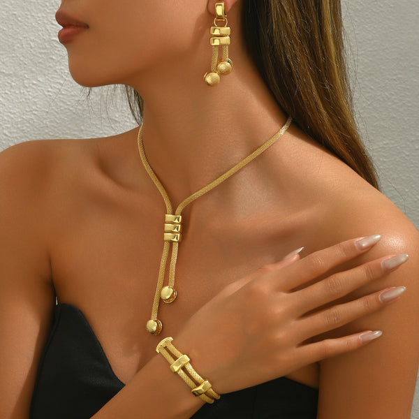 Set 18K Electroplated Long Necklace Geometric Bracelet For u